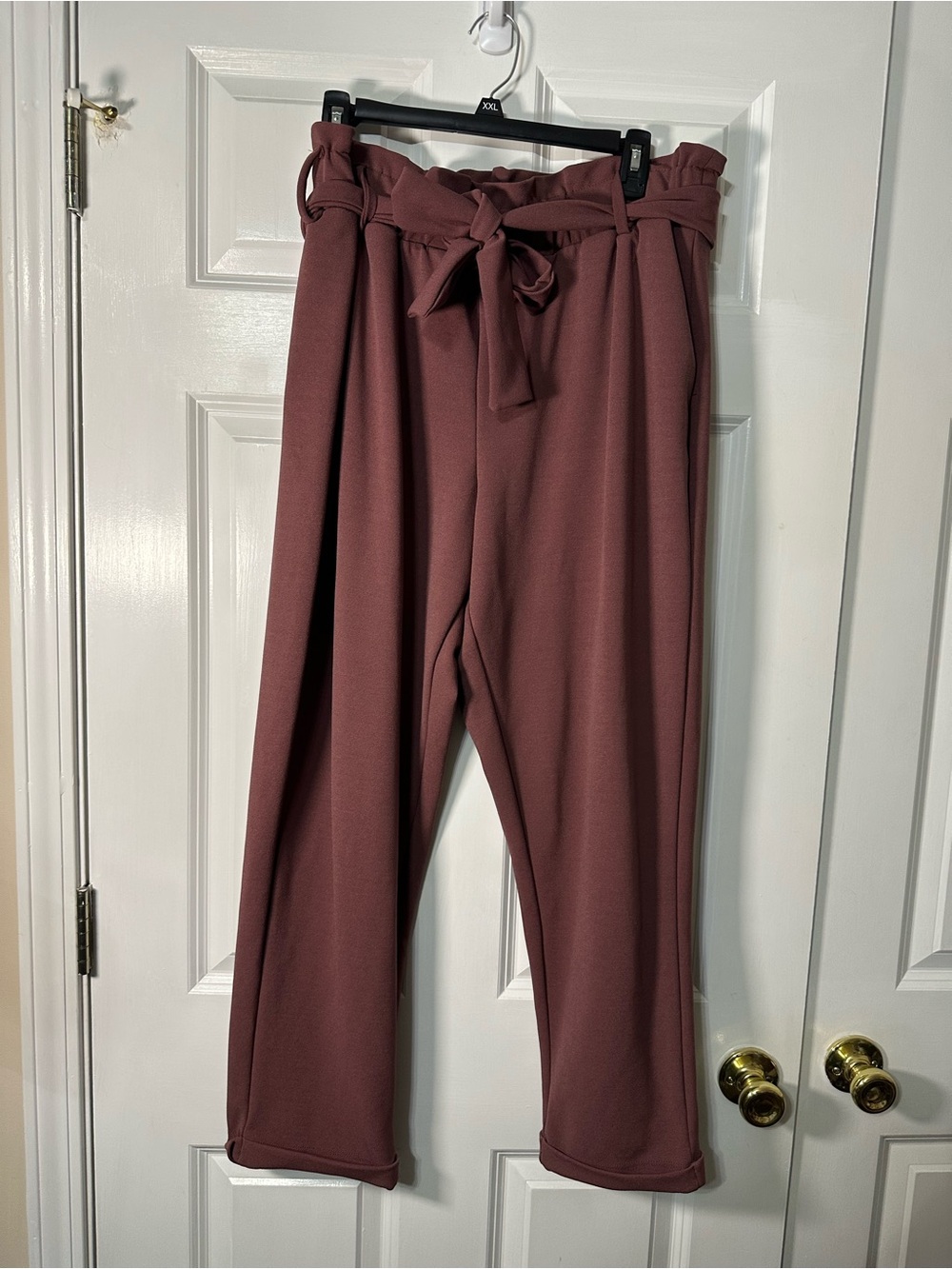 Maurices Wide Leg Paperbag Waist Pants in Mauve Rose